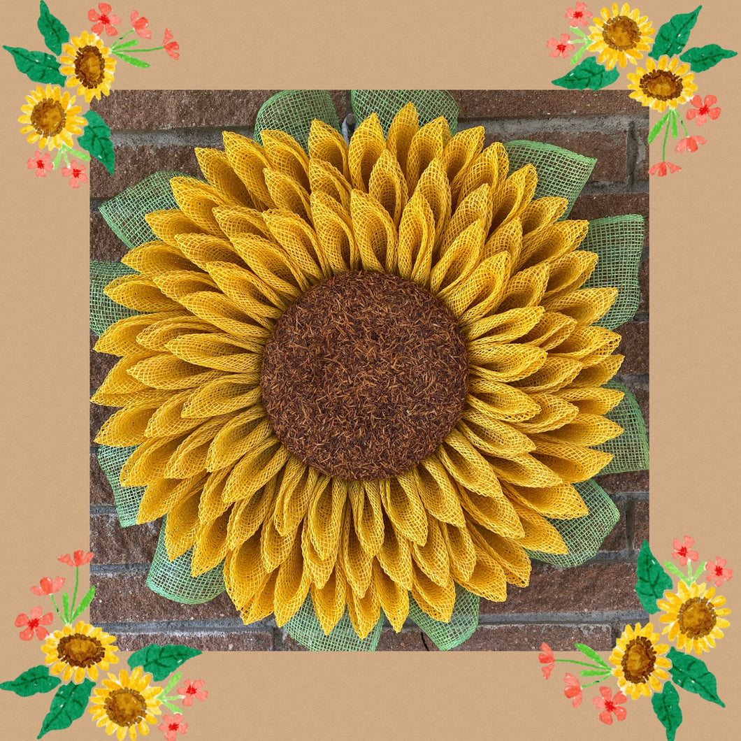 Sunflower Wreath, Everyday Flower Wreath for Front Door, Farmhouse, Home Décor, Flower