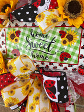 Load image into Gallery viewer, Home Sweet Home Ladybug/Sunflower Wreath