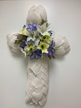 Load image into Gallery viewer, Cross-White Poly Burlap with florals