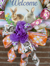 Load image into Gallery viewer, Welcome with bunnies wreath