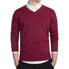 Solid Color V-Neck Knit Sweater