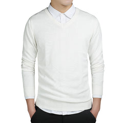 Solid Color V-Neck Knit Sweater