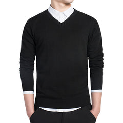 Solid Color V-Neck Knit Sweater