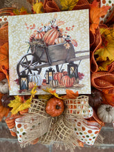 Load image into Gallery viewer, Pumpkins in Wheelbarrow 22” Wreath
