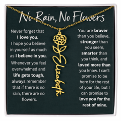 Flower Name Necklace - No Rain No Flowers