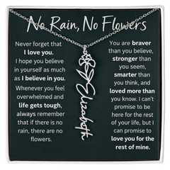 Flower Name Necklace - No Rain No Flowers