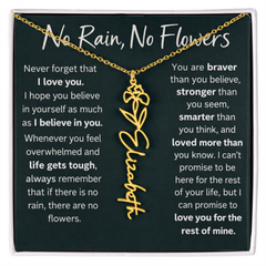 Flower Name Necklace - No Rain No Flowers