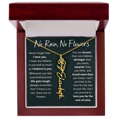 Flower Name Necklace - No Rain No Flowers