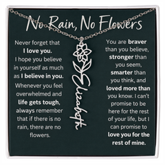 Flower Name Necklace - No Rain No Flowers