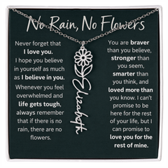 Flower Name Necklace - No Rain No Flowers