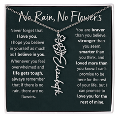 Flower Name Necklace - No Rain No Flowers