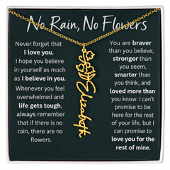 Flower Name Necklace - No Rain No Flowers