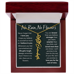 Flower Name Necklace - No Rain No Flowers