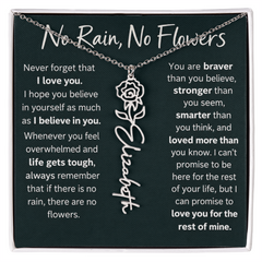 Flower Name Necklace - No Rain No Flowers