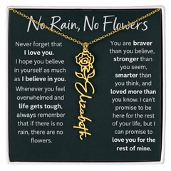 Flower Name Necklace - No Rain No Flowers