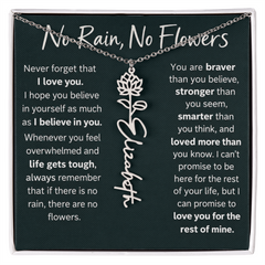 Flower Name Necklace - No Rain No Flowers