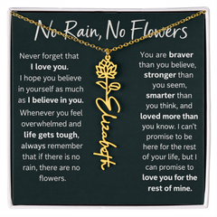 Flower Name Necklace - No Rain No Flowers