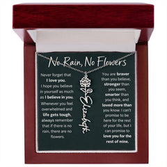 Flower Name Necklace - No Rain No Flowers