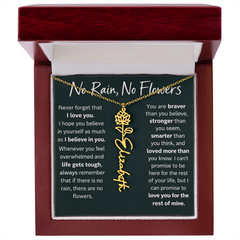 Flower Name Necklace - No Rain No Flowers