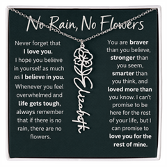 Flower Name Necklace - No Rain No Flowers
