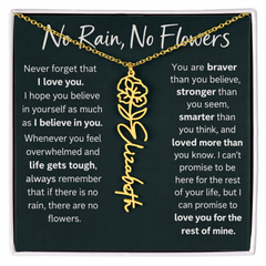 Flower Name Necklace - No Rain No Flowers