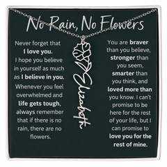 Flower Name Necklace - No Rain No Flowers