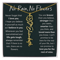 Flower Name Necklace - No Rain No Flowers