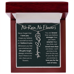 Flower Name Necklace - No Rain No Flowers
