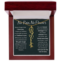 Flower Name Necklace - No Rain No Flowers