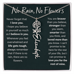 Flower Name Necklace - No Rain No Flowers