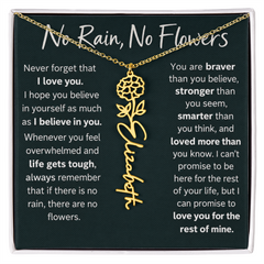 Flower Name Necklace - No Rain No Flowers