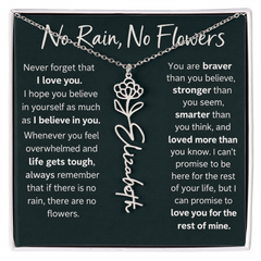 Flower Name Necklace - No Rain No Flowers