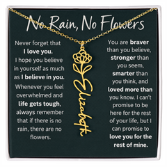 Flower Name Necklace - No Rain No Flowers
