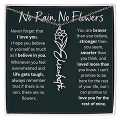 Flower Name Necklace - No Rain No Flowers