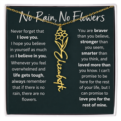 Flower Name Necklace - No Rain No Flowers