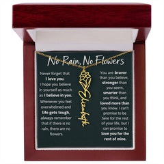 Flower Name Necklace - No Rain No Flowers