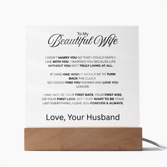 Acrylic Square Plaque - To My Beautiful Wife