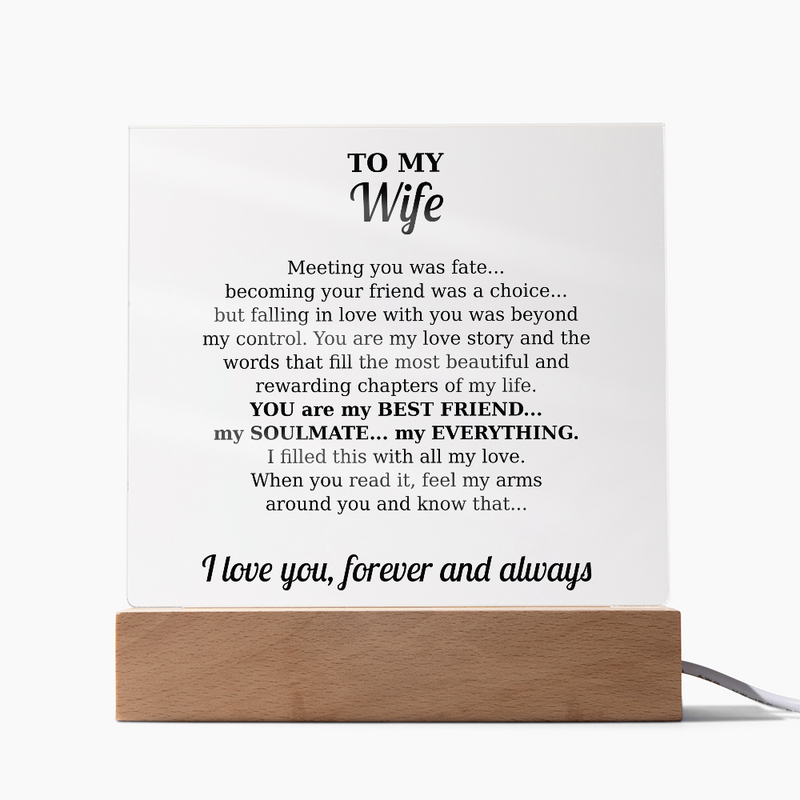 Acrylic Square Plaque - To My Wife