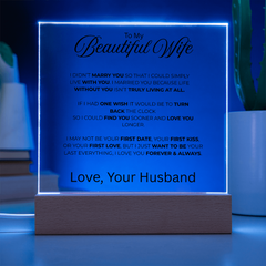 Acrylic Square Plaque - To My Beautiful Wife