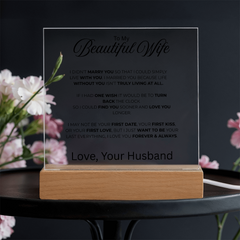Acrylic Square Plaque - To My Beautiful Wife
