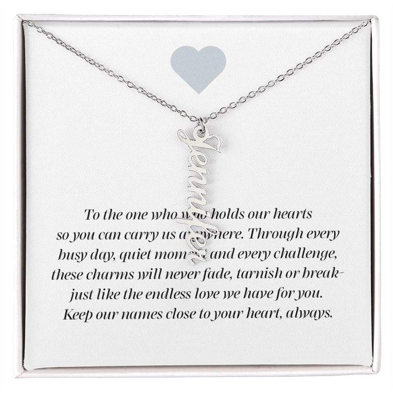 Multi Vertical Name Necklace with message card