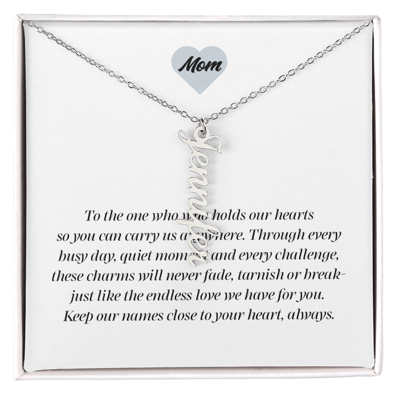 Multi Vertical Name Necklace - Mom