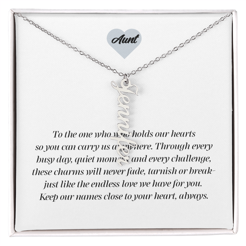 Multi Vertical Name Necklace - Aunt