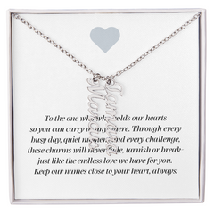 Multi Vertical Name Necklace with message card