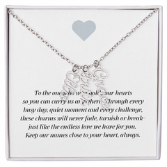 Multi Vertical Name Necklace with message card