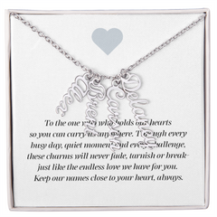 Multi Vertical Name Necklace with message card