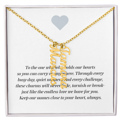 Multi Vertical Name Necklace with message card