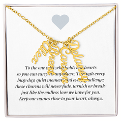 Multi Vertical Name Necklace with message card