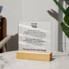 Acrylic Square Plaque - To My Wife