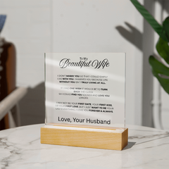 Acrylic Square Plaque - To My Beautiful Wife